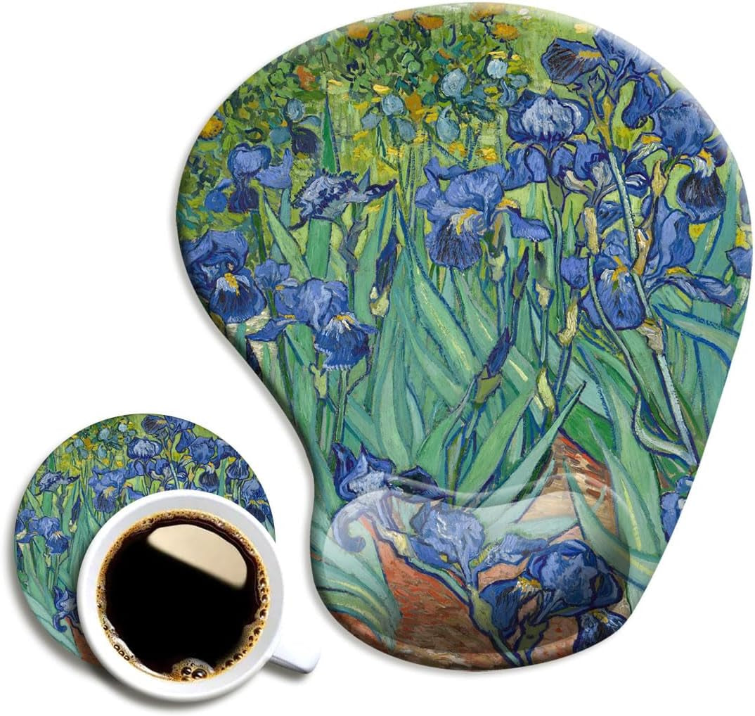 DOOKE Ergonomic Mouse Pad with Wrist Support and Coaster,Mouse Pads with Non-Slip PU Base for Home Office Working Studying Easy Typing & Pain Relief Aesthetic Art