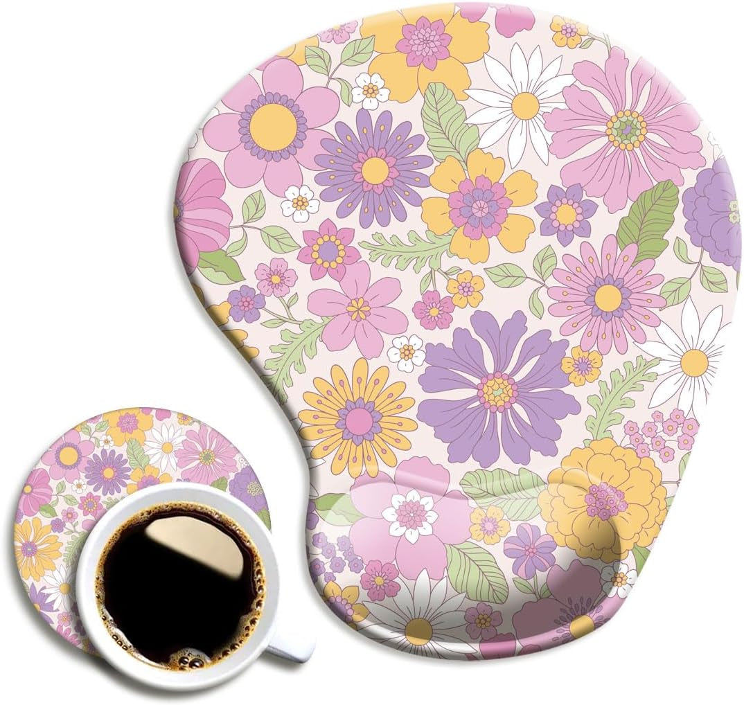DOOKE Ergonomic Mouse Pad with Wrist Support and Coaster,Mouse Pads with Non-Slip PU Base for Home Office Working Studying Easy Typing & Pain Relief Aesthetic Art