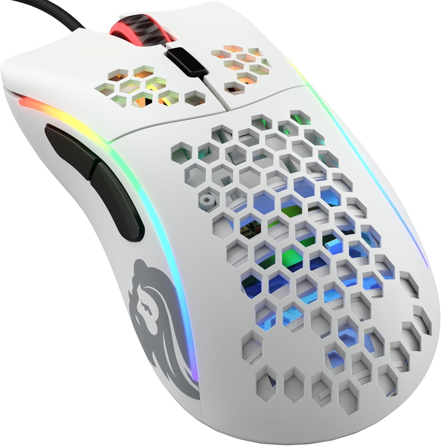 Glorious Model D Wired Gaming Mouse - 68G Superlight Honeycomb Design, RGB, Ergonomic, Pixart 3360 Sensor, Omron Switches, PTFE Feet, 6 Buttons - Glossy White