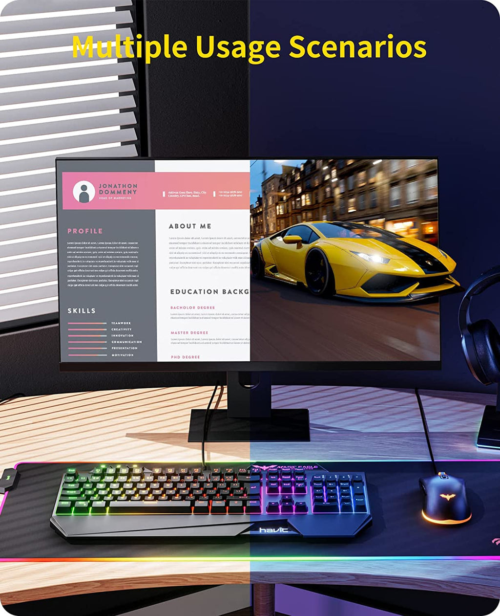 Havit Gaming Keyboard and Mouse Combo, Backlit Computer Keyboards and RGB Gaming Mouse, Gaming Accessories 104 Keys PC Gaming Keyboard with DPI 4800 Mouse for Gamer, Black