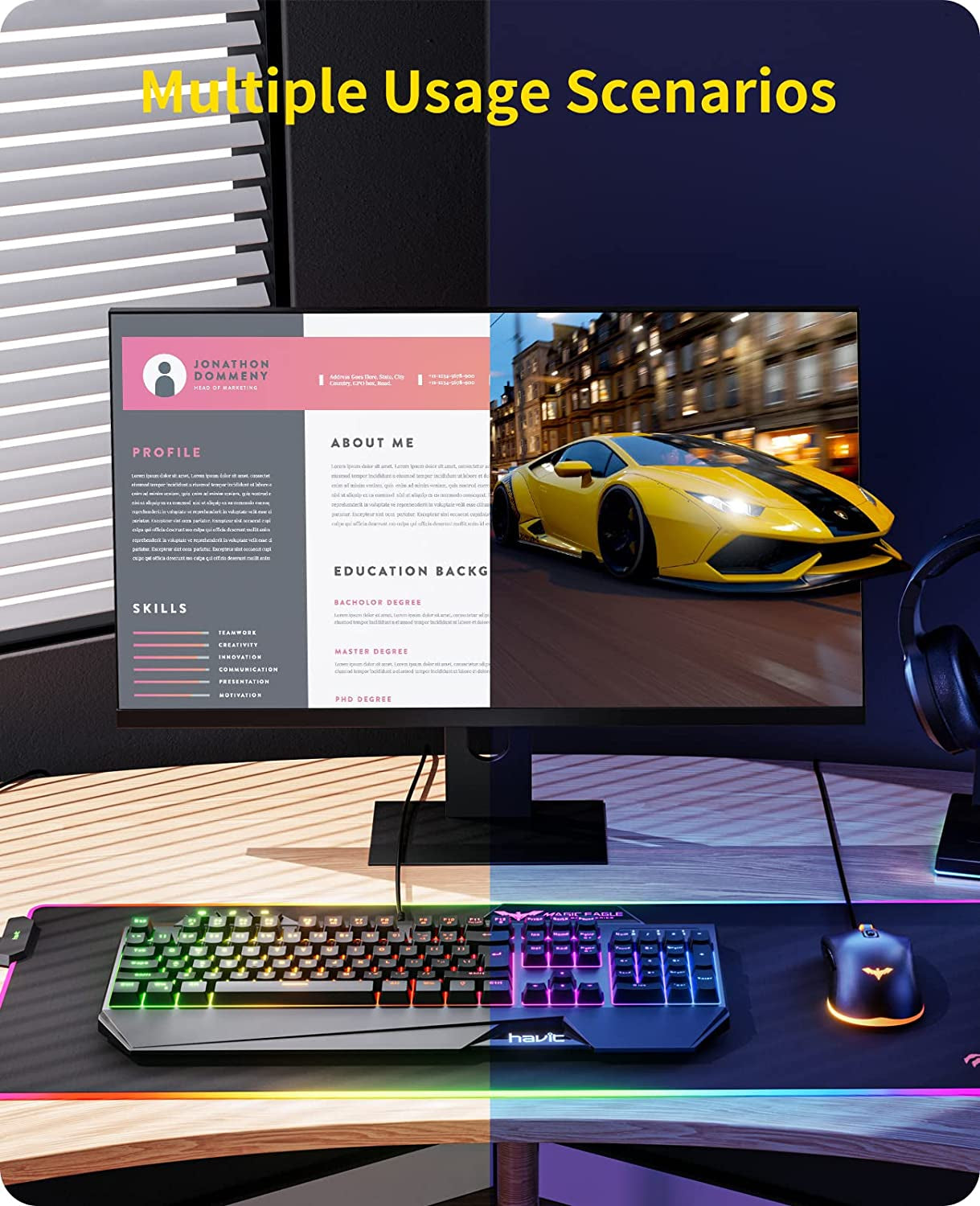 Havit Gaming Keyboard and Mouse Combo, Backlit Computer Keyboards and RGB Gaming Mouse, Gaming Accessories 104 Keys PC Gaming Keyboard with DPI 4800 Mouse for Gamer, Black