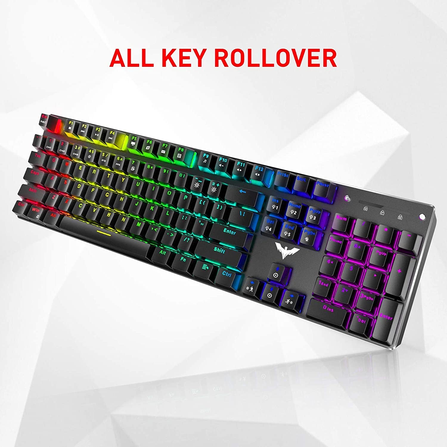 Havit Mechanical Keyboard and Mouse, Wired Gaming Keyboard Blue Switch 104 Keys Rainbow Backlit Keyboard and 7 Button Wired Mouse 4800 DPI for PC Computer Gamer (Black)