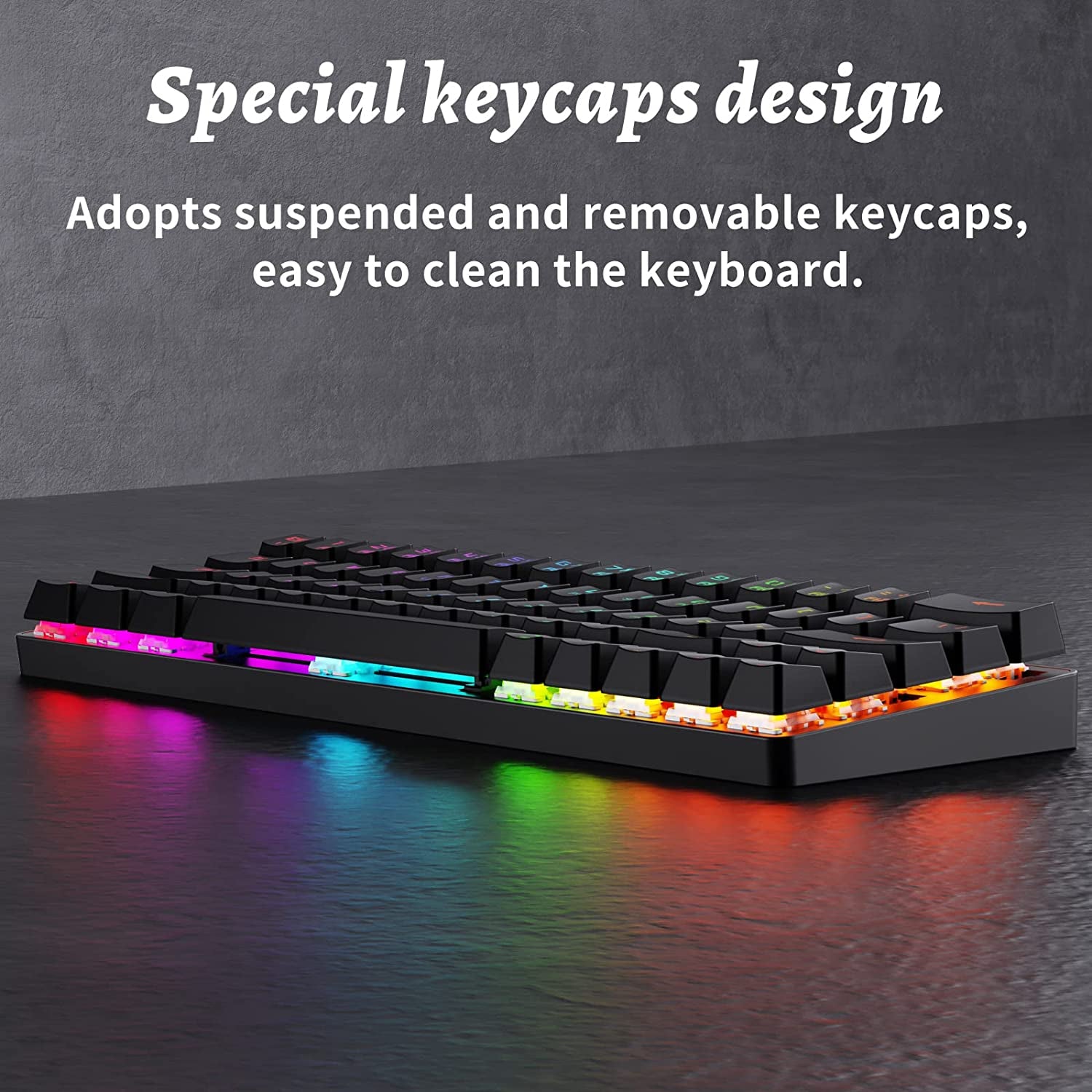DIERYA DK63 60% Wireless Mechanical Keyboard, RGB Backlit Bluetooth Gaming Keyboard Wired Dedicated Arrow Keys, Compact 63 Keys Mini Keyboard, Full Keys Programmable - Red Switch