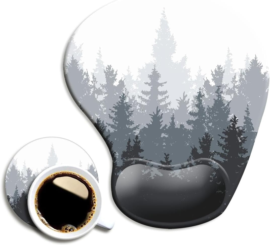 DOOKE Ergonomic Mouse Pad with Wrist Support and Coaster,Mouse Pads with Non-Slip PU Base for Home Office Working Studying Easy Typing & Pain Relief Aesthetic Art