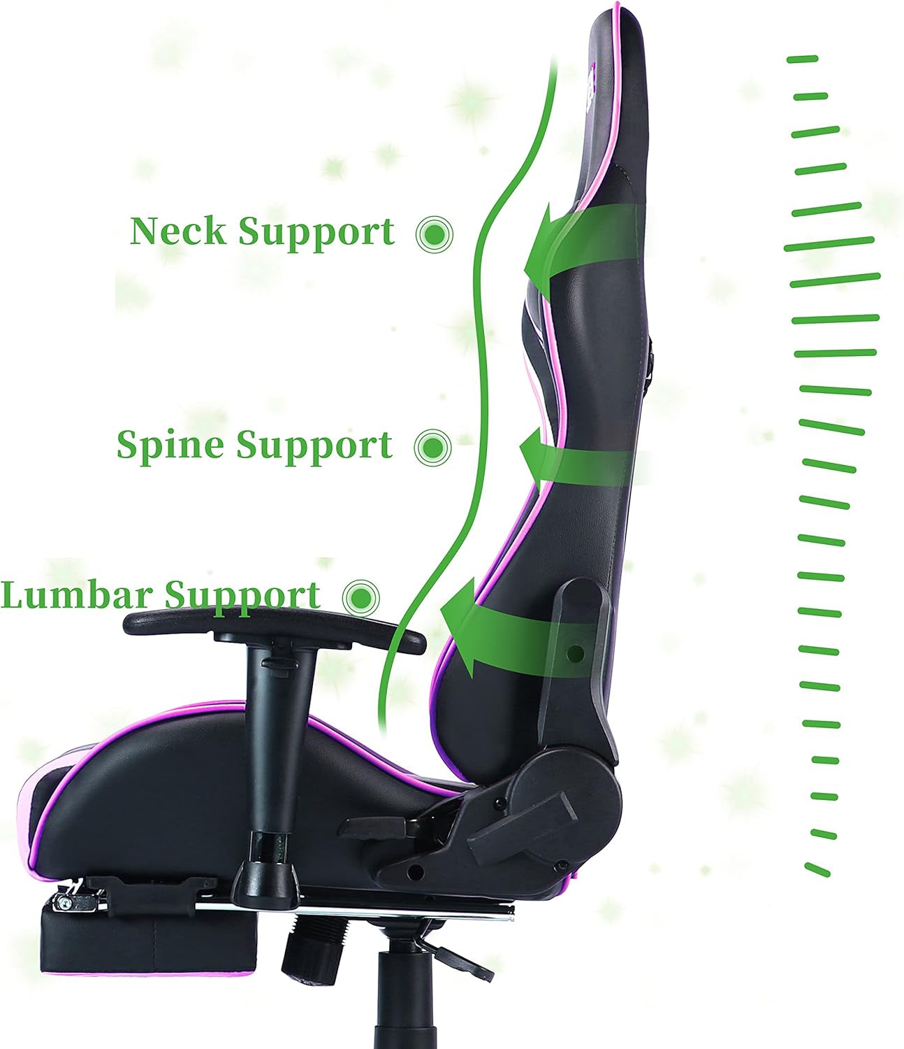 EDWELL Pink Gaming Chair,Computer Chair,Gaming Chair with Footrest,Adjustable Gamer Chair with Headrest and Lumbar Support,Pu Leather Gaming Chair for Adults,Ergonomic Design