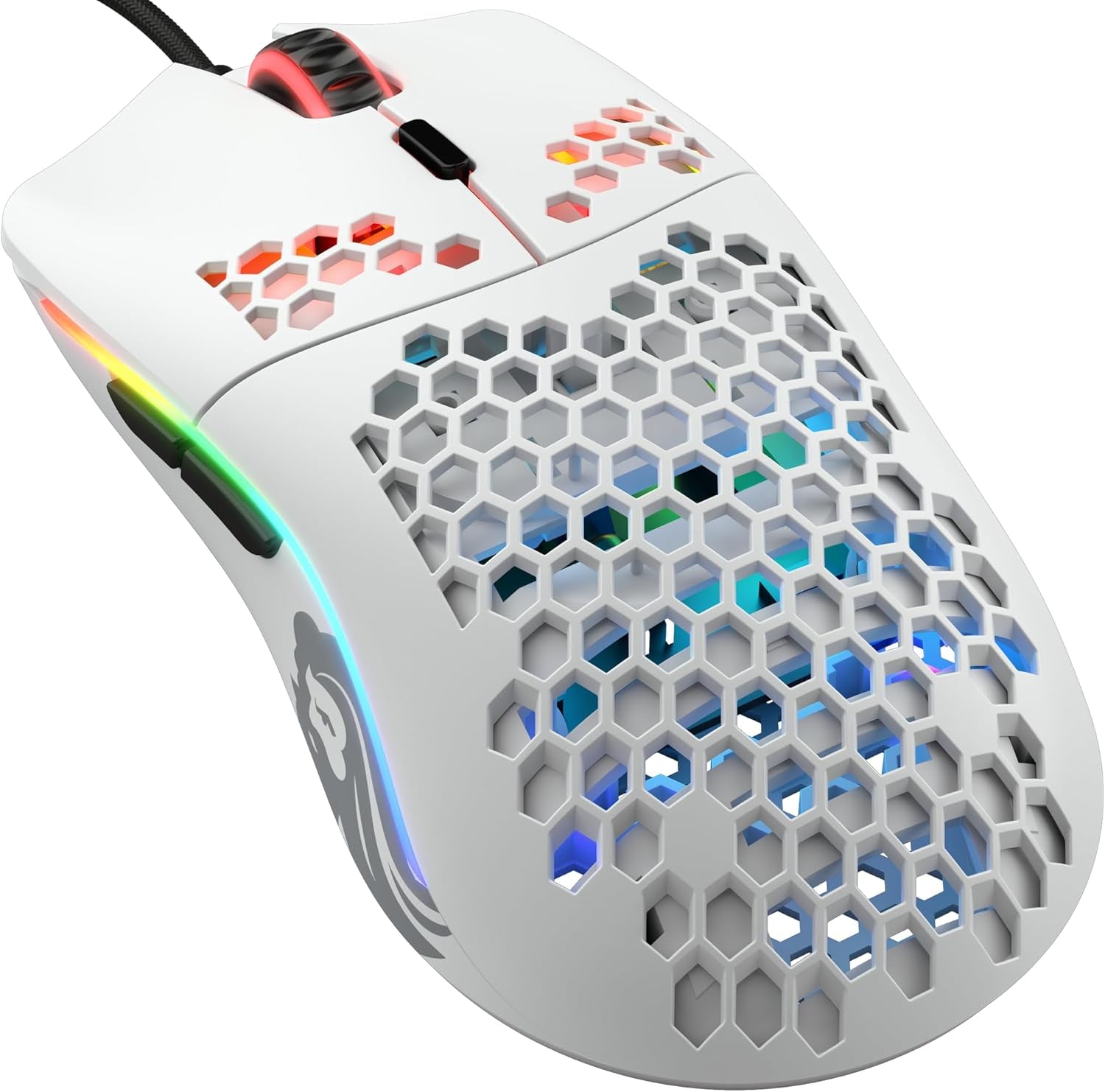 Glorious Model D Wired Gaming Mouse - 68G Superlight Honeycomb Design, RGB, Ergonomic, Pixart 3360 Sensor, Omron Switches, PTFE Feet, 6 Buttons - Glossy White