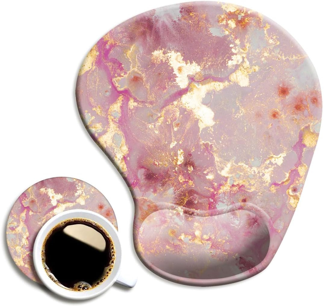 DOOKE Ergonomic Mouse Pad with Wrist Support and Coaster,Mouse Pads with Non-Slip PU Base for Home Office Working Studying Easy Typing & Pain Relief Aesthetic Art