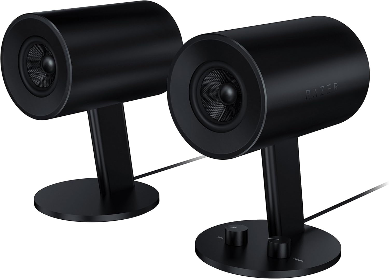Razer Nommo Chroma: Custom Woven 3" Glass Fiber Drivers - Rear-Facing Bass Ports - Bass Knob W/Automatic Gain Control Chroma Enabled - Full Range 2.0 PC Gaming Speakers, Black