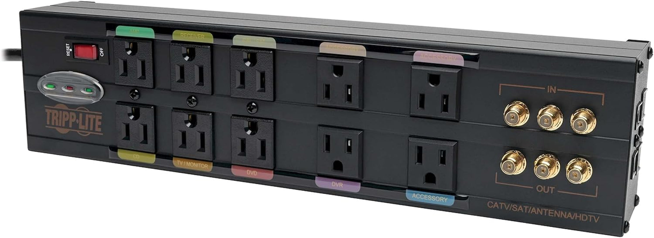 Tripp Lite Isobar 4 Outlet Surge Protector Power Strip with 2 USB Charging Ports, 8Ft Long Cord, Right-Angle Plug, Metal, 3330 Joules, Lifetime Limited Warranty & $50K Insurance (Ibar4Ultrausbb),Black