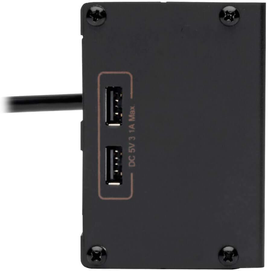 Tripp Lite Isobar 4 Outlet Surge Protector Power Strip with 2 USB Charging Ports, 8Ft Long Cord, Right-Angle Plug, Metal, 3330 Joules, Lifetime Limited Warranty & $50K Insurance (Ibar4Ultrausbb),Black