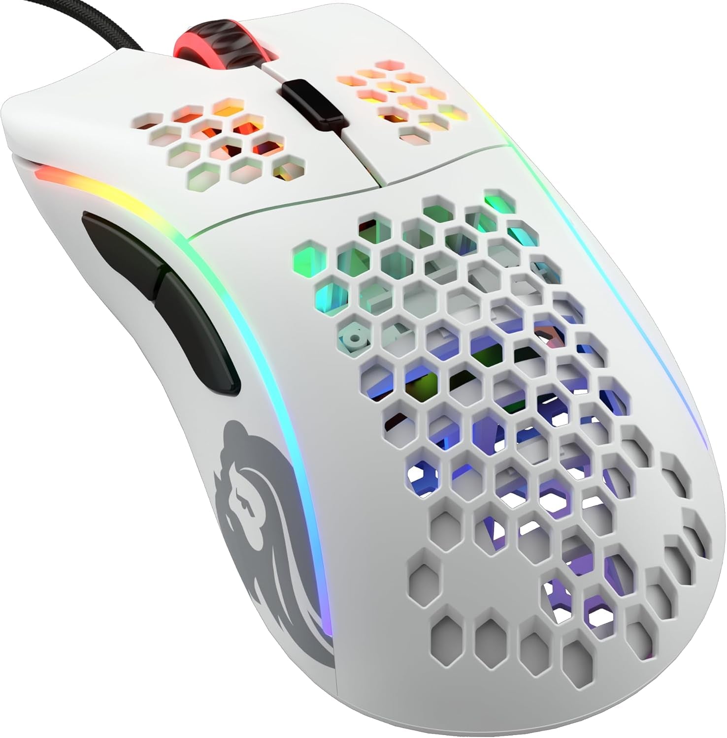 Glorious Model D Wired Gaming Mouse - 68G Superlight Honeycomb Design, RGB, Ergonomic, Pixart 3360 Sensor, Omron Switches, PTFE Feet, 6 Buttons - Glossy White