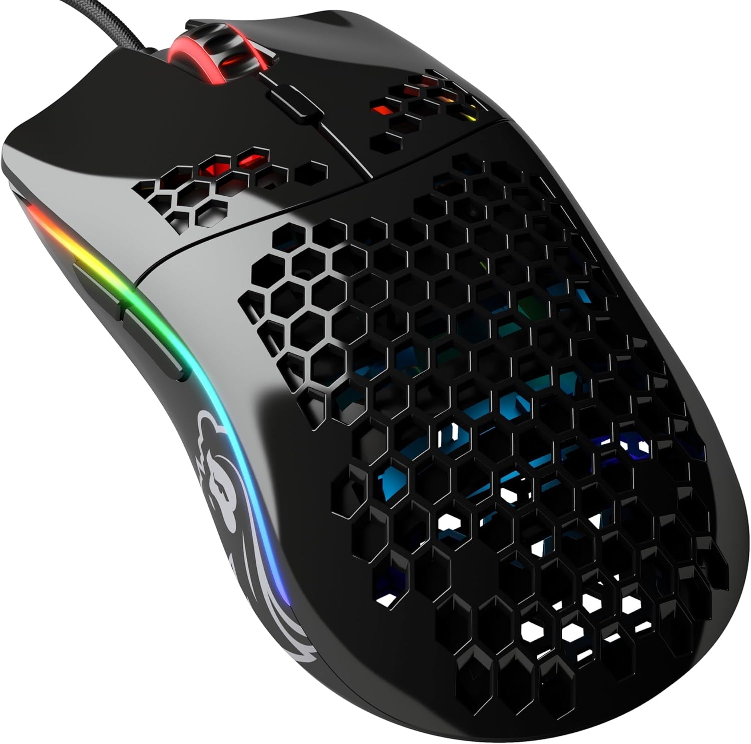 Glorious Model D Wired Gaming Mouse - 68G Superlight Honeycomb Design, RGB, Ergonomic, Pixart 3360 Sensor, Omron Switches, PTFE Feet, 6 Buttons - Glossy White