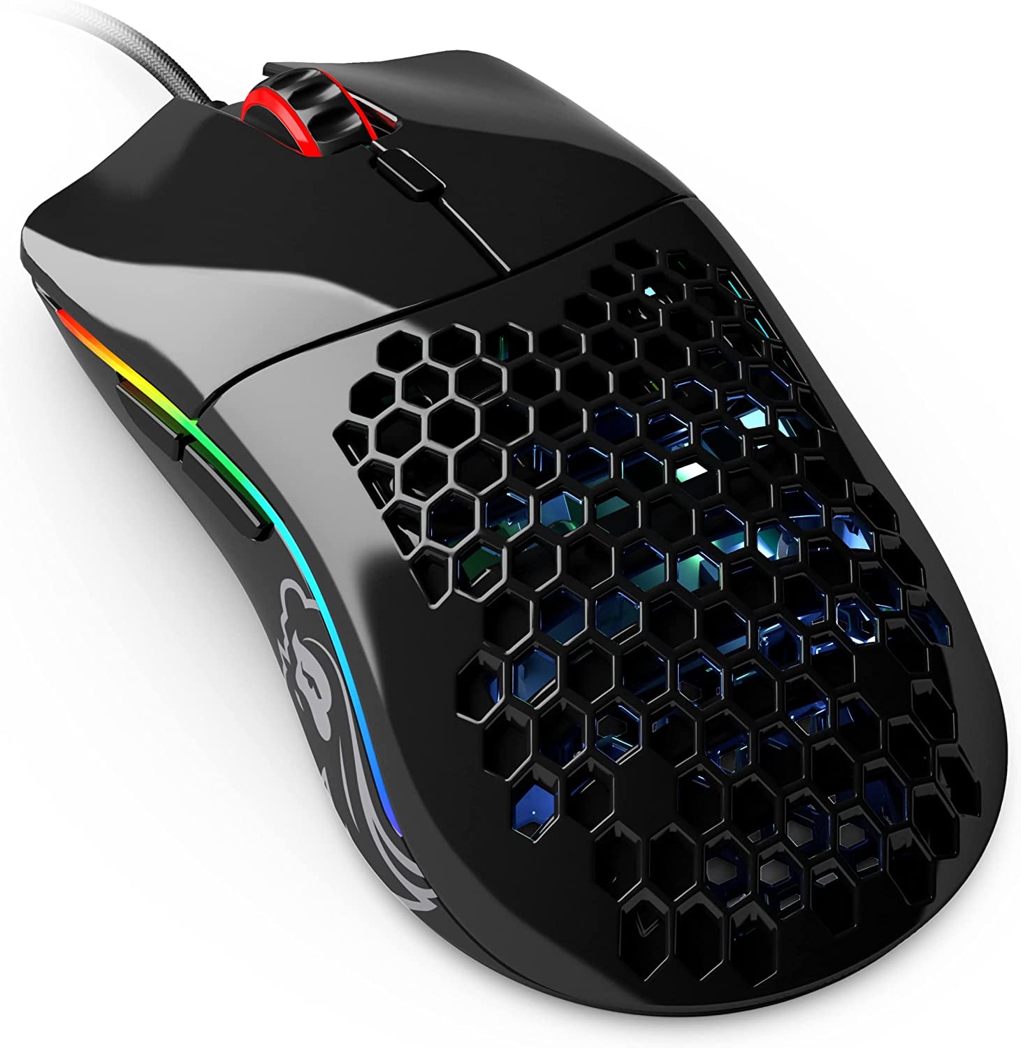 Glorious Model D Wired Gaming Mouse - 68G Superlight Honeycomb Design, RGB, Ergonomic, Pixart 3360 Sensor, Omron Switches, PTFE Feet, 6 Buttons - Glossy White