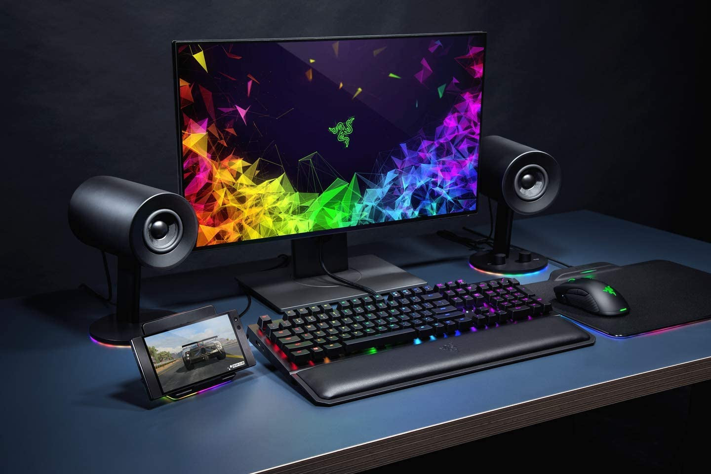 Razer Nommo Chroma: Custom Woven 3" Glass Fiber Drivers - Rear-Facing Bass Ports - Bass Knob W/Automatic Gain Control Chroma Enabled - Full Range 2.0 PC Gaming Speakers, Black