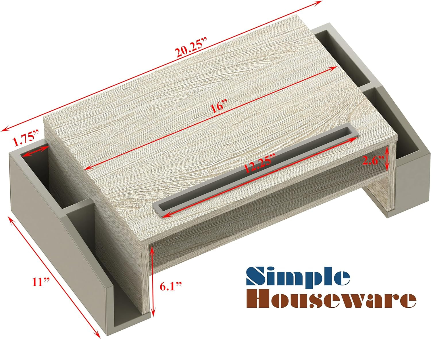 Simple Houseware Desk Monitor Stand Riser with Adjustable Organizer Tray, Maple