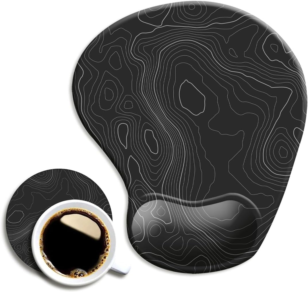 DOOKE Ergonomic Mouse Pad with Wrist Support and Coaster,Mouse Pads with Non-Slip PU Base for Home Office Working Studying Easy Typing & Pain Relief Aesthetic Art