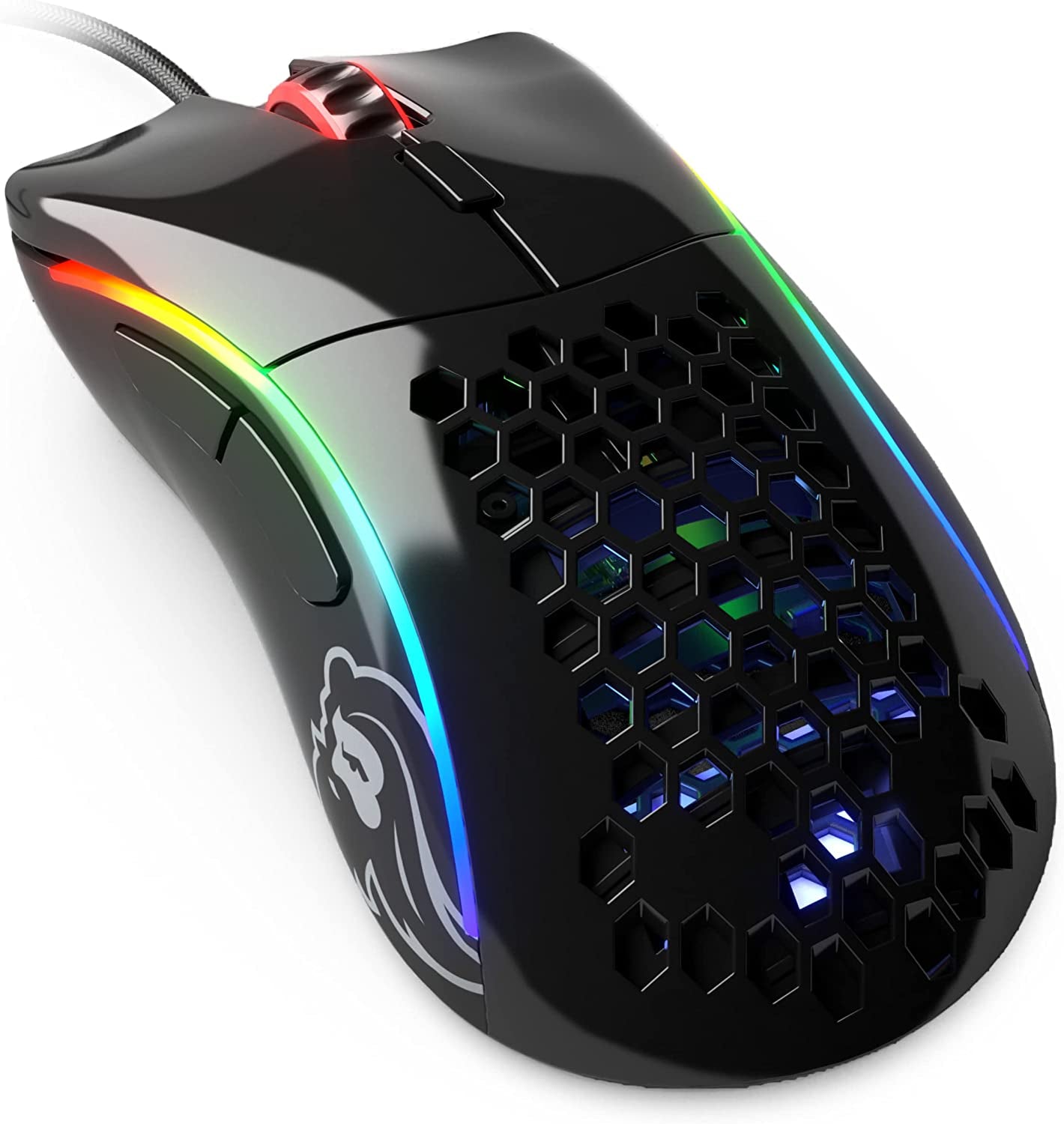 Glorious Model D Wired Gaming Mouse - 68G Superlight Honeycomb Design, RGB, Ergonomic, Pixart 3360 Sensor, Omron Switches, PTFE Feet, 6 Buttons - Glossy White