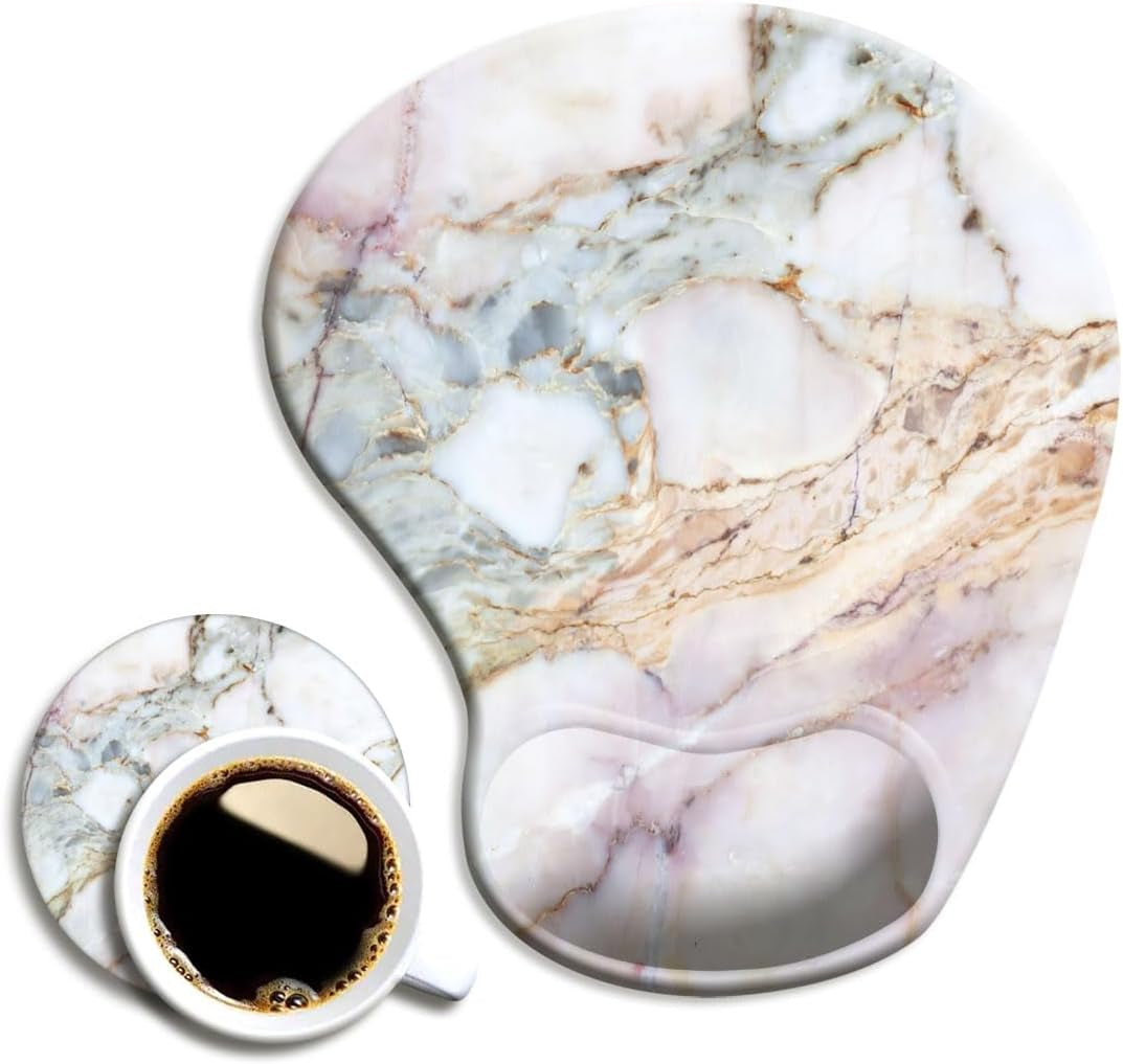 DOOKE Ergonomic Mouse Pad with Wrist Support and Coaster,Mouse Pads with Non-Slip PU Base for Home Office Working Studying Easy Typing & Pain Relief Aesthetic Art