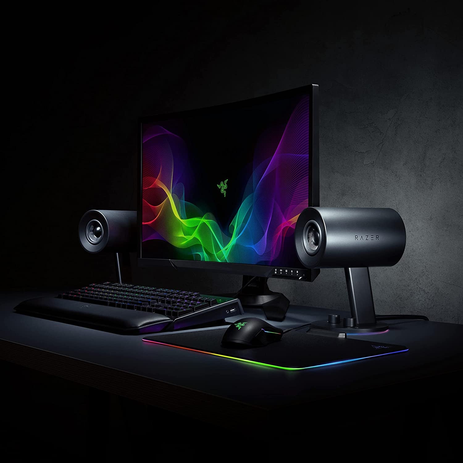 Razer Nommo Chroma: Custom Woven 3" Glass Fiber Drivers - Rear-Facing Bass Ports - Bass Knob W/Automatic Gain Control Chroma Enabled - Full Range 2.0 PC Gaming Speakers, Black