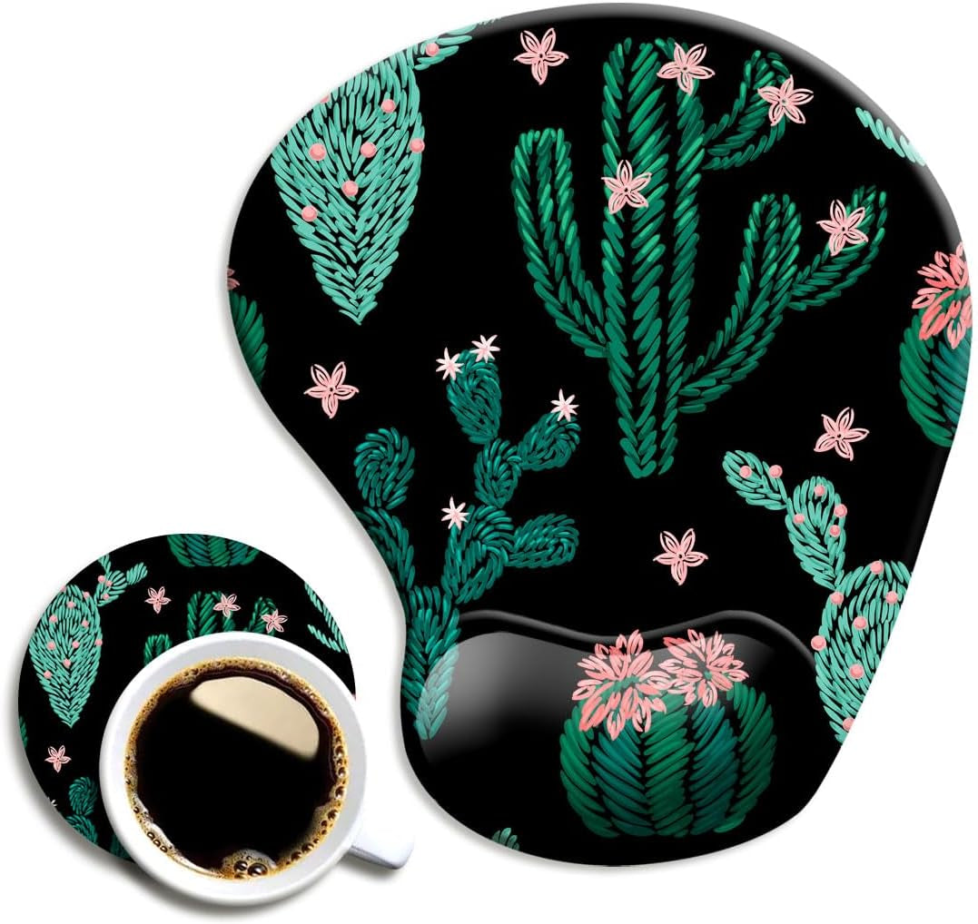 DOOKE Ergonomic Mouse Pad with Wrist Support and Coaster,Mouse Pads with Non-Slip PU Base for Home Office Working Studying Easy Typing & Pain Relief Aesthetic Art