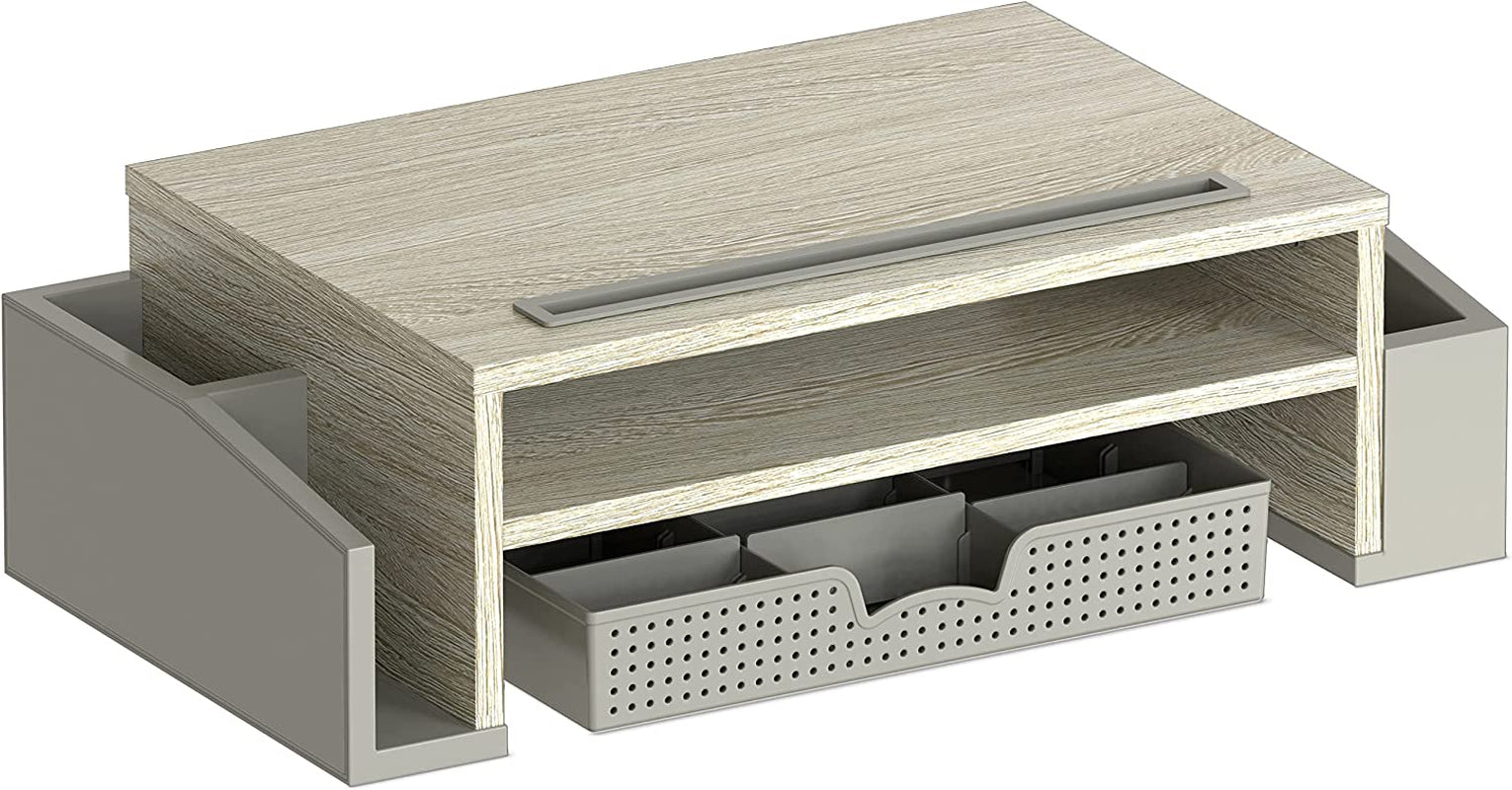 Simple Houseware Desk Monitor Stand Riser with Adjustable Organizer Tray, Maple