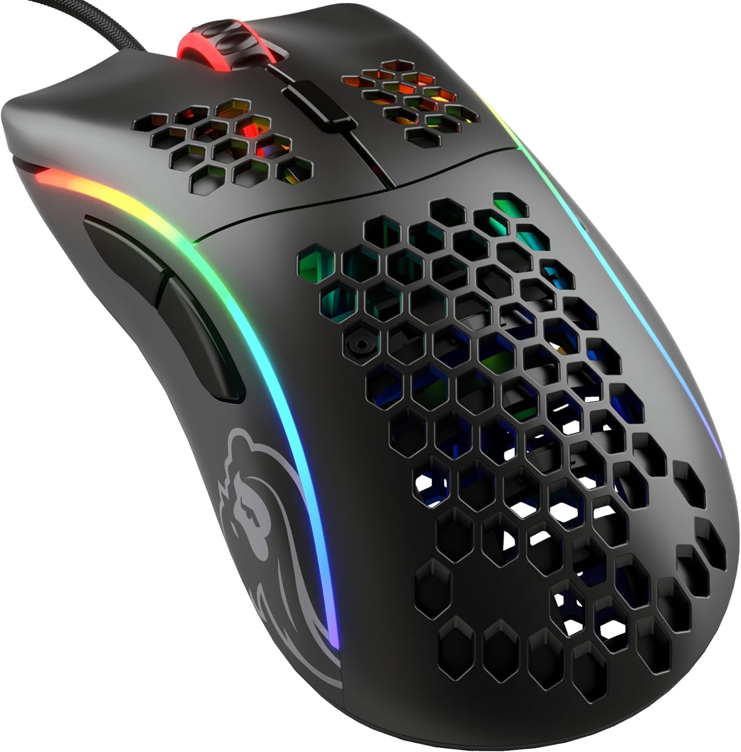 Glorious Model D Wired Gaming Mouse - 68G Superlight Honeycomb Design, RGB, Ergonomic, Pixart 3360 Sensor, Omron Switches, PTFE Feet, 6 Buttons - Glossy White