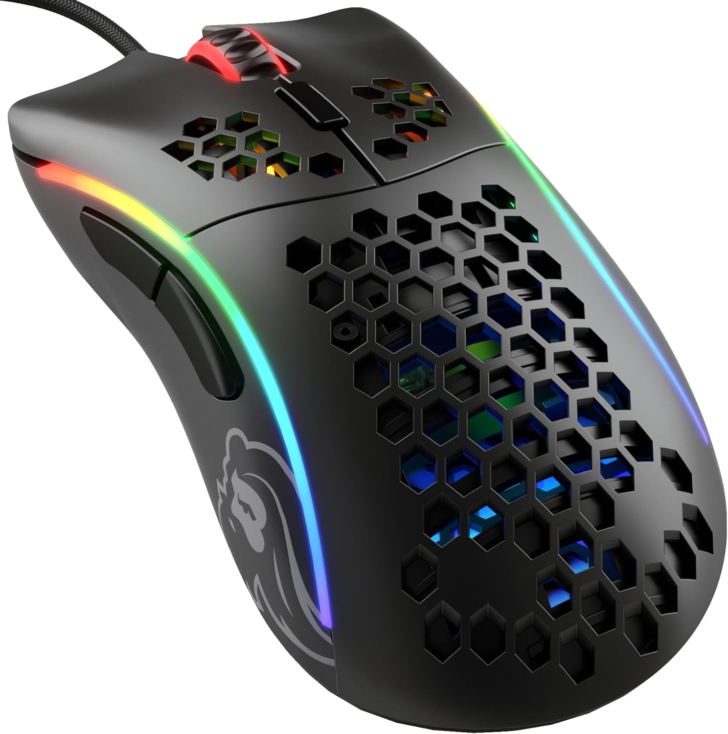 Glorious Model D Wired Gaming Mouse - 68G Superlight Honeycomb Design, RGB, Ergonomic, Pixart 3360 Sensor, Omron Switches, PTFE Feet, 6 Buttons - Glossy White