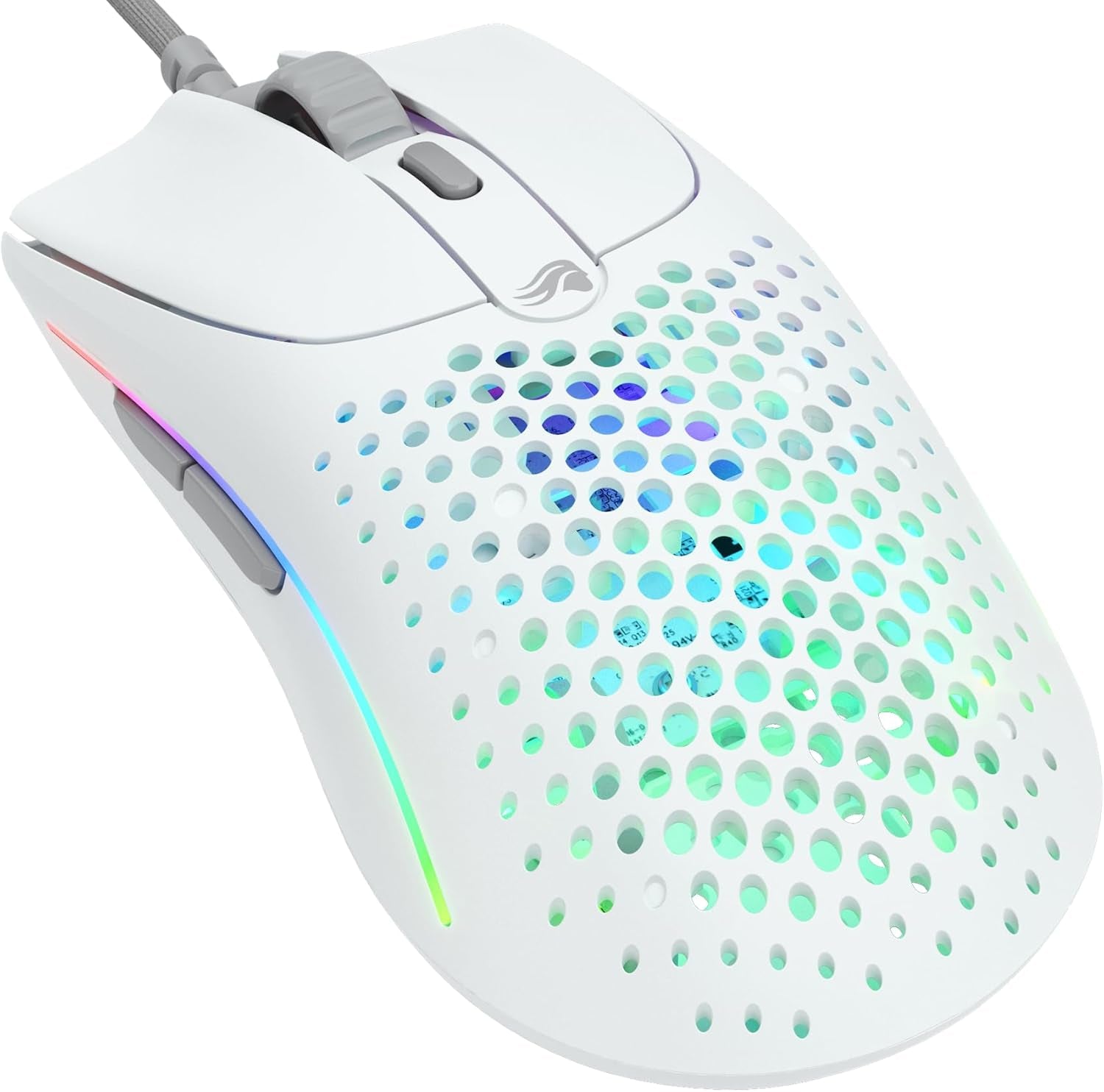 Glorious Model D Wired Gaming Mouse - 68G Superlight Honeycomb Design, RGB, Ergonomic, Pixart 3360 Sensor, Omron Switches, PTFE Feet, 6 Buttons - Glossy White