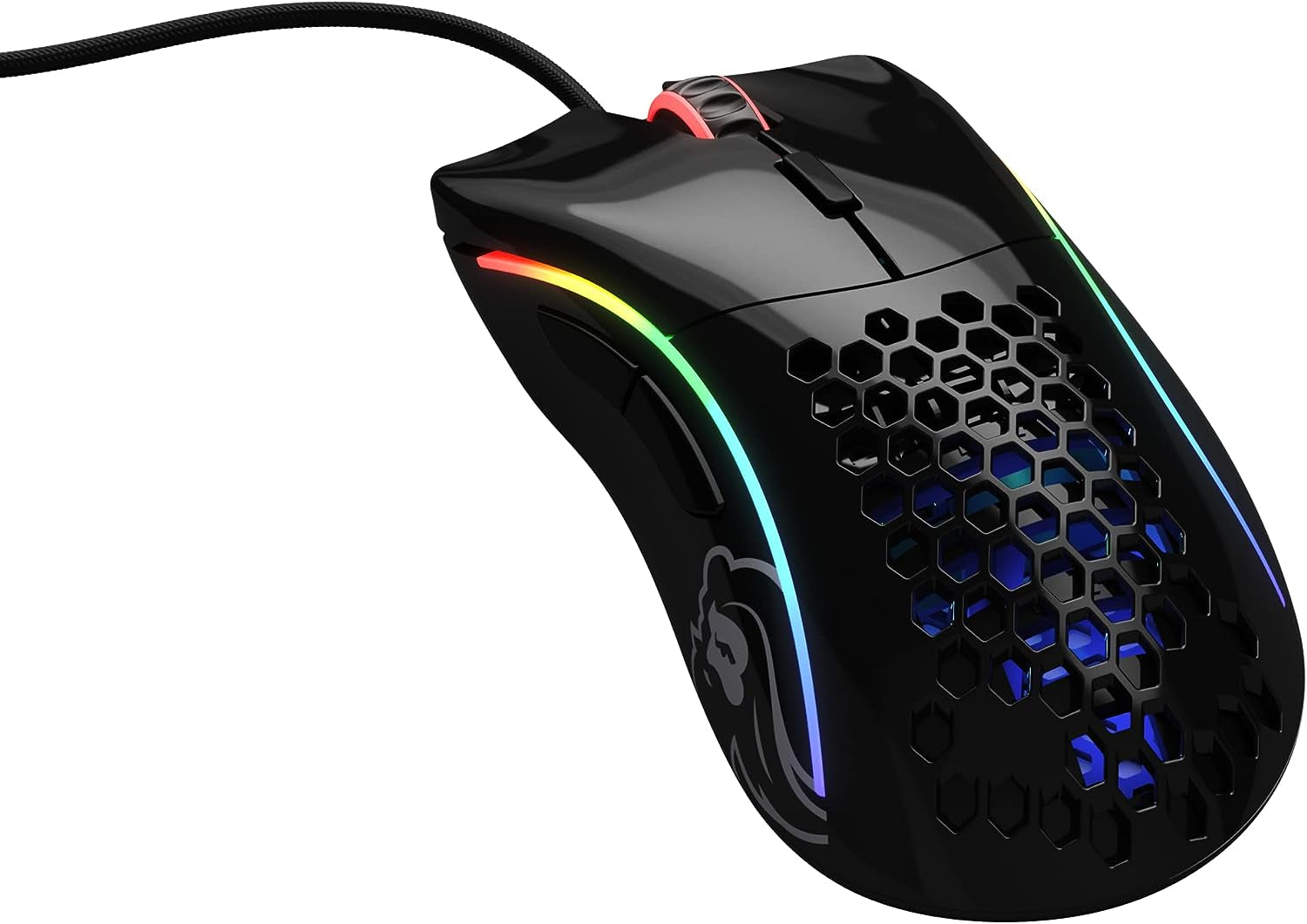 Glorious Model D Wired Gaming Mouse - 68G Superlight Honeycomb Design, RGB, Ergonomic, Pixart 3360 Sensor, Omron Switches, PTFE Feet, 6 Buttons - Glossy White