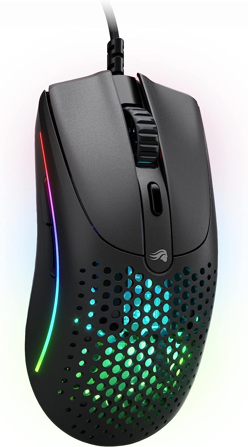Glorious Model D Wired Gaming Mouse - 68G Superlight Honeycomb Design, RGB, Ergonomic, Pixart 3360 Sensor, Omron Switches, PTFE Feet, 6 Buttons - Glossy White