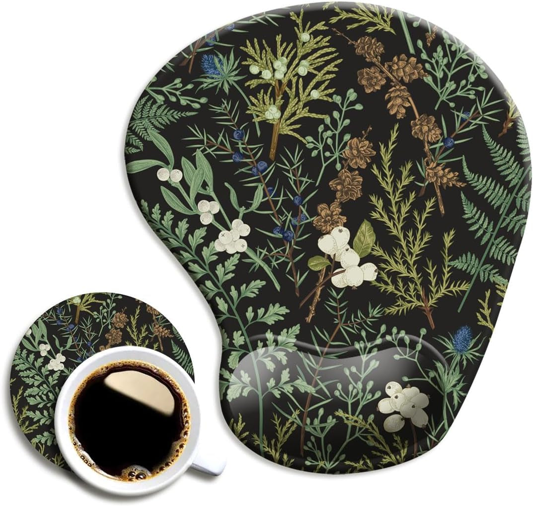 DOOKE Ergonomic Mouse Pad with Wrist Support and Coaster,Mouse Pads with Non-Slip PU Base for Home Office Working Studying Easy Typing & Pain Relief Aesthetic Art