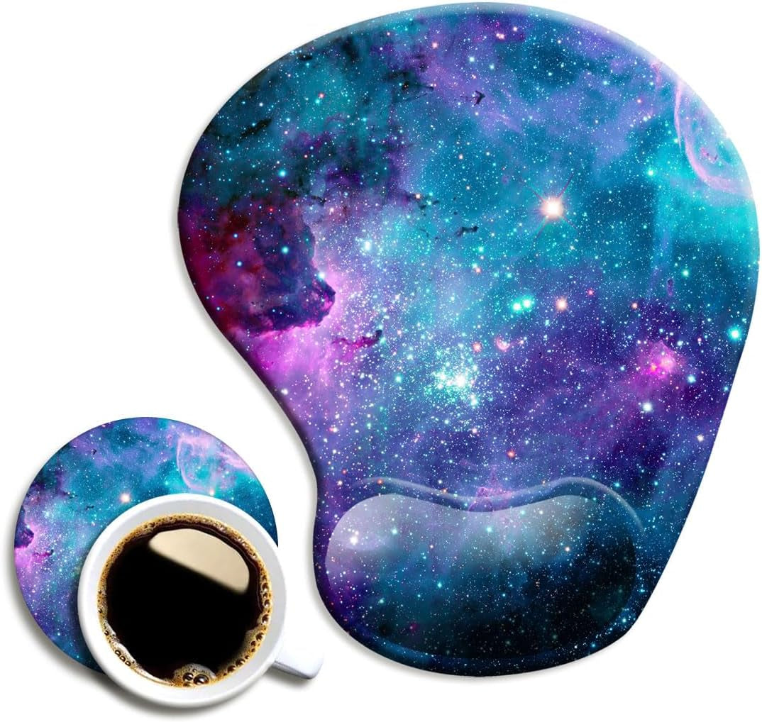 DOOKE Ergonomic Mouse Pad with Wrist Support and Coaster,Mouse Pads with Non-Slip PU Base for Home Office Working Studying Easy Typing & Pain Relief Aesthetic Art
