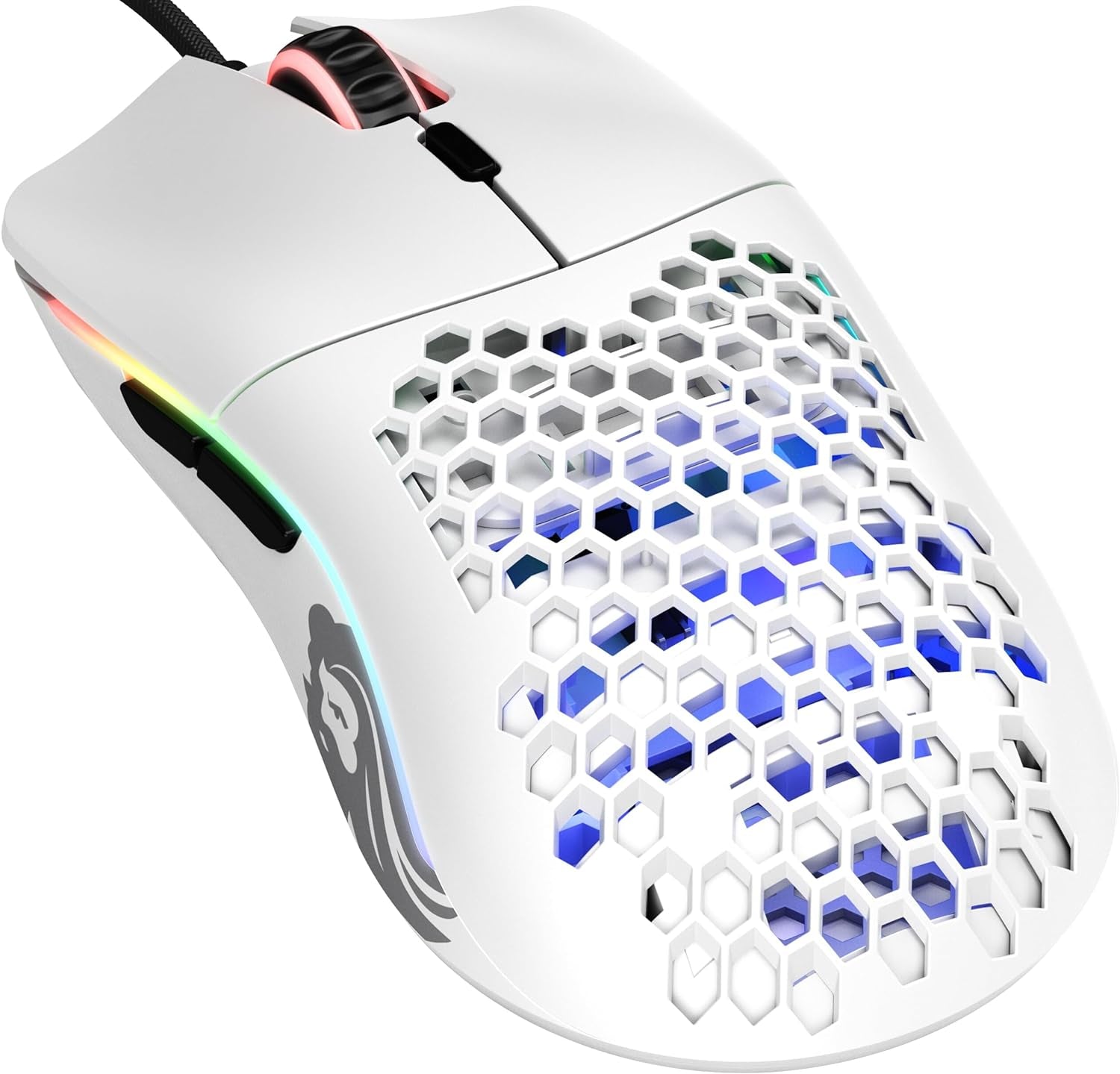 Glorious Model D Wired Gaming Mouse - 68G Superlight Honeycomb Design, RGB, Ergonomic, Pixart 3360 Sensor, Omron Switches, PTFE Feet, 6 Buttons - Glossy White
