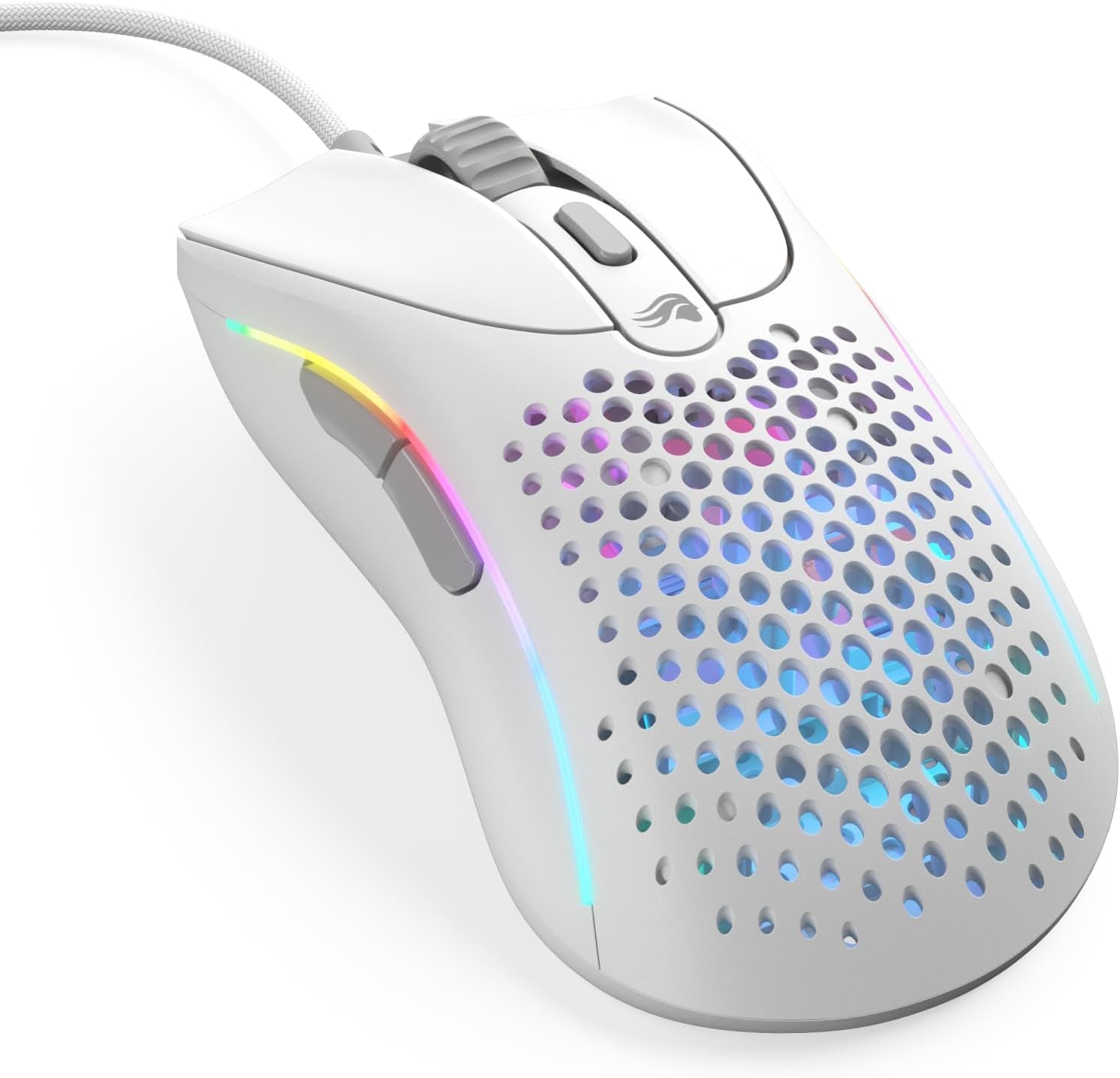 Glorious Model D Wired Gaming Mouse - 68G Superlight Honeycomb Design, RGB, Ergonomic, Pixart 3360 Sensor, Omron Switches, PTFE Feet, 6 Buttons - Glossy White