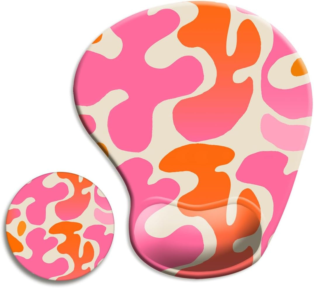 DOOKE Ergonomic Mouse Pad with Wrist Support and Coaster,Mouse Pads with Non-Slip PU Base for Home Office Working Studying Easy Typing & Pain Relief Aesthetic Art