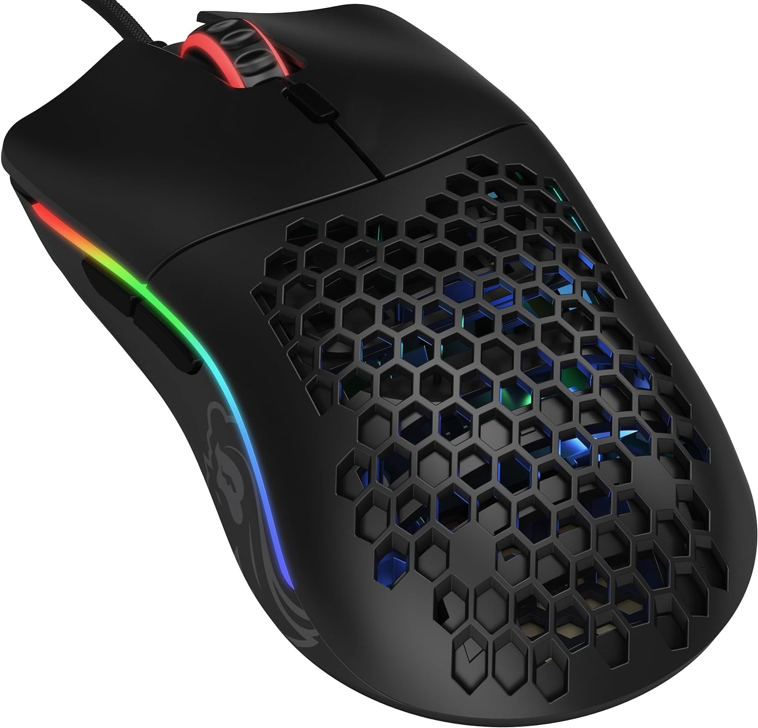 Glorious Model D Wired Gaming Mouse - 68G Superlight Honeycomb Design, RGB, Ergonomic, Pixart 3360 Sensor, Omron Switches, PTFE Feet, 6 Buttons - Glossy White