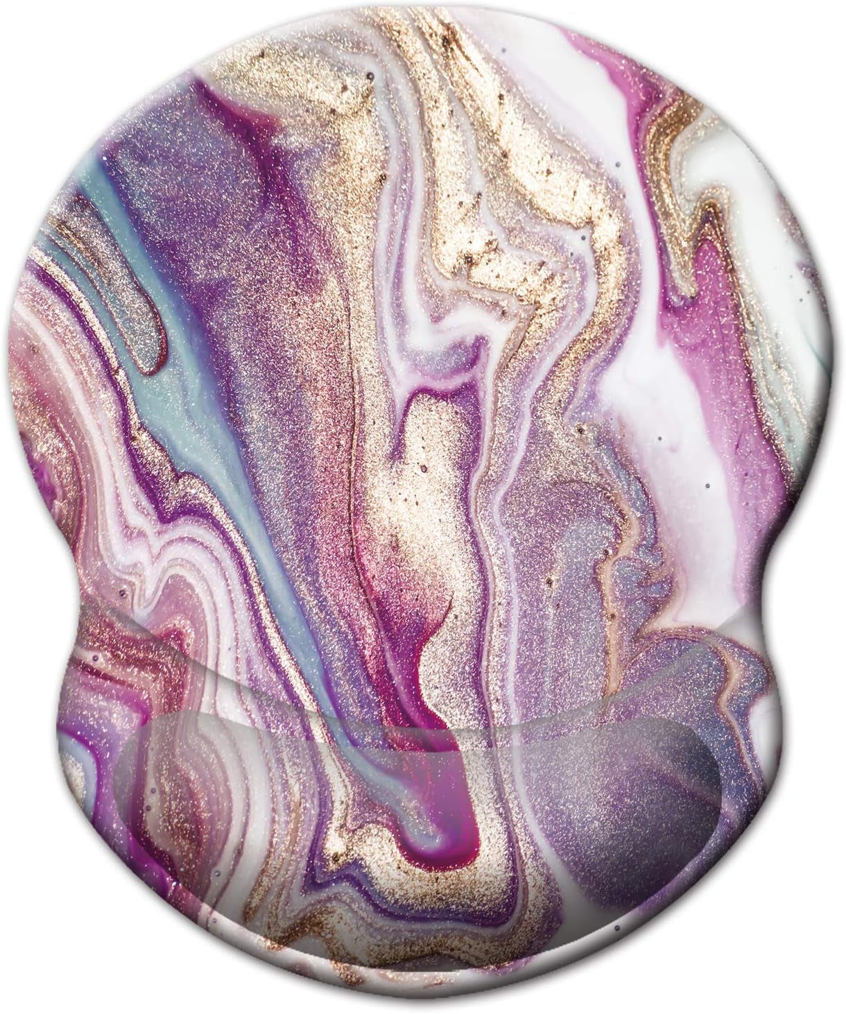 ITNRSIIET Ergonomic Mouse Pad with Gel Wrist Support Small Wrist Rest Smooth Surface Non-Slip PU Base Comfortable Office Supplies Pain Relief, 8.7 X 7.2 Inches, Purple Modern Marbling Art