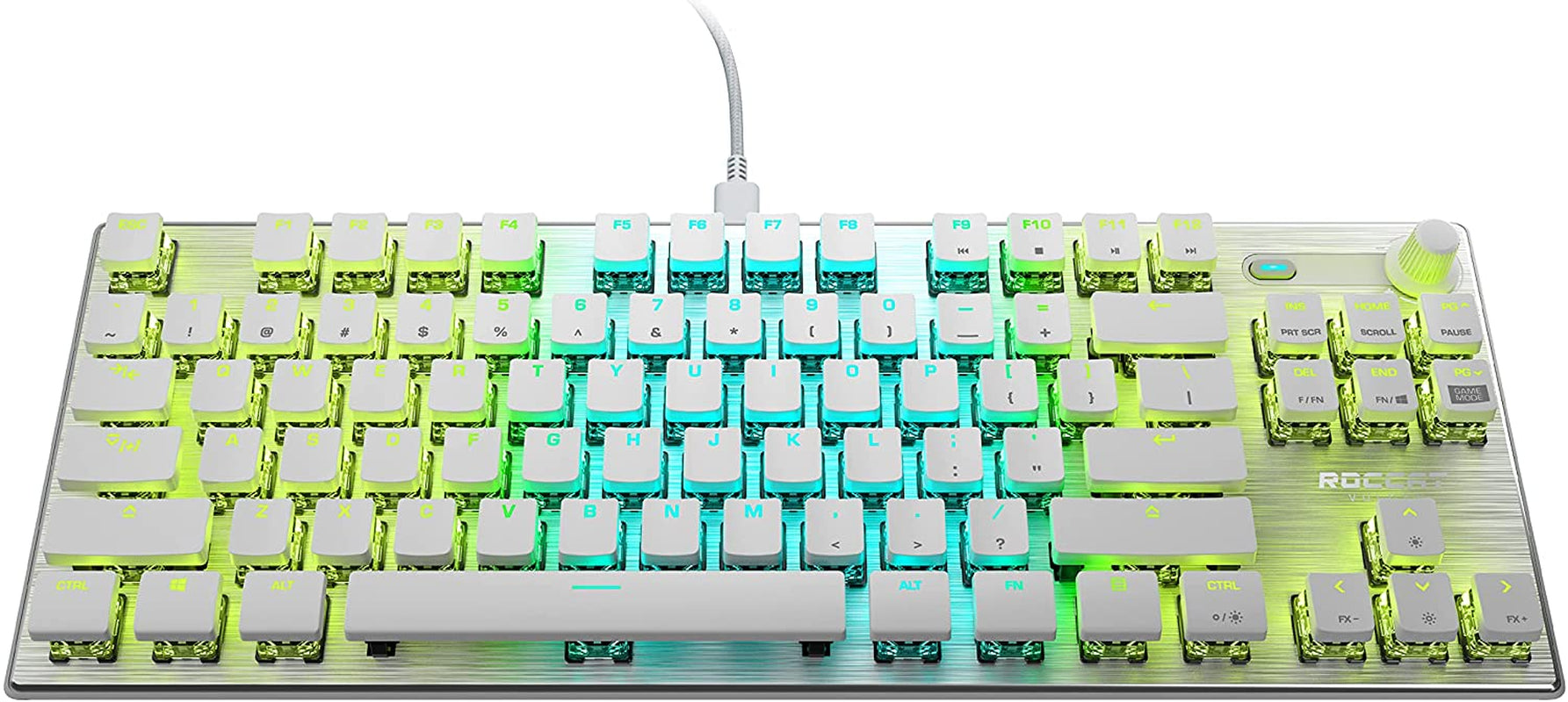 ROCCAT Vulcan TKL Mechanical PC Tactile Gaming Keyboard, Compact, Tenkeyless, Titan Switch Optical, RGB AIMO Lighting, Anodized Aluminum Top Plate, Detachable USB-C Cable, Low Profile Design, Black