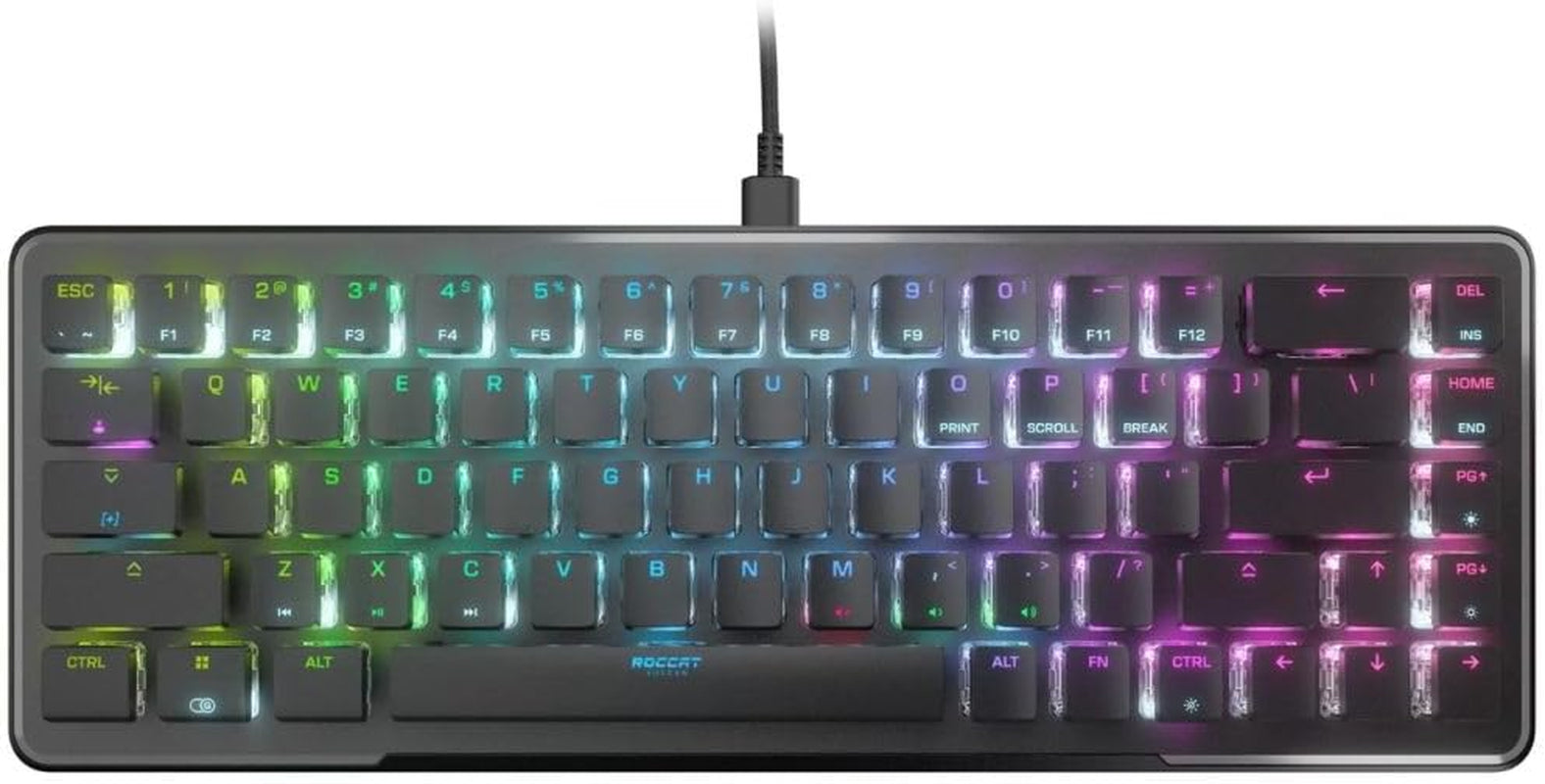ROCCAT Vulcan TKL Mechanical PC Tactile Gaming Keyboard, Compact, Tenkeyless, Titan Switch Optical, RGB AIMO Lighting, Anodized Aluminum Top Plate, Detachable USB-C Cable, Low Profile Design, Black