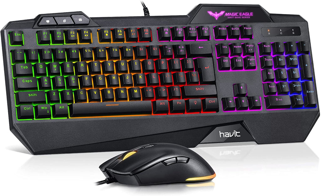 Havit Gaming Keyboard and Mouse Combo, Backlit Computer Keyboards and RGB Gaming Mouse, Gaming Accessories 104 Keys PC Gaming Keyboard with DPI 4800 Mouse for Gamer, Black