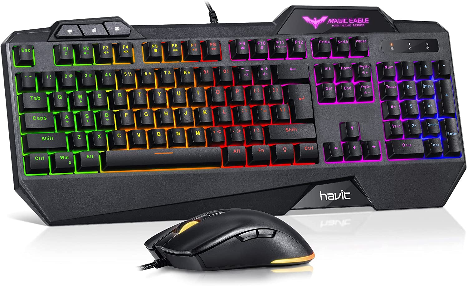 Havit Gaming Keyboard and Mouse Combo, Backlit Computer Keyboards and RGB Gaming Mouse, Gaming Accessories 104 Keys PC Gaming Keyboard with DPI 4800 Mouse for Gamer, Black