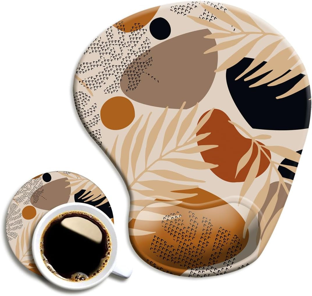 DOOKE Ergonomic Mouse Pad with Wrist Support and Coaster,Mouse Pads with Non-Slip PU Base for Home Office Working Studying Easy Typing & Pain Relief Aesthetic Art