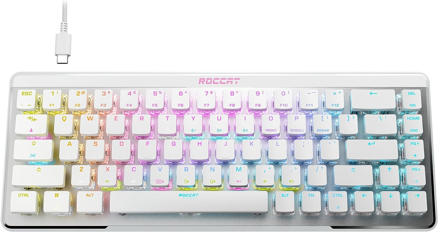 ROCCAT Vulcan TKL Mechanical PC Tactile Gaming Keyboard, Compact, Tenkeyless, Titan Switch Optical, RGB AIMO Lighting, Anodized Aluminum Top Plate, Detachable USB-C Cable, Low Profile Design, Black