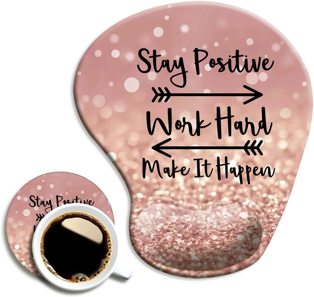 DOOKE Ergonomic Mouse Pad with Wrist Support and Coaster,Mouse Pads with Non-Slip PU Base for Home Office Working Studying Easy Typing & Pain Relief Aesthetic Art