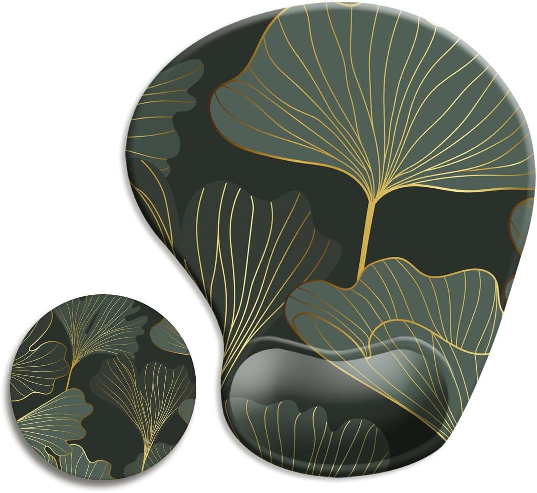 DOOKE Ergonomic Mouse Pad with Wrist Support and Coaster,Mouse Pads with Non-Slip PU Base for Home Office Working Studying Easy Typing & Pain Relief Aesthetic Art
