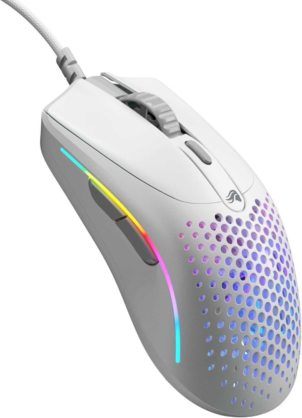 Glorious Model D Wired Gaming Mouse - 68G Superlight Honeycomb Design, RGB, Ergonomic, Pixart 3360 Sensor, Omron Switches, PTFE Feet, 6 Buttons - Glossy White